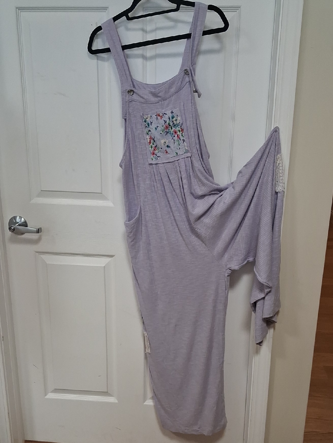 Pol Lavender Romper Jumpsuit With Floral Patch